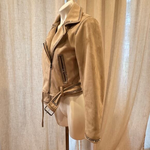Zara Cropped Jacket sz S Tan and Black Sparkle Jacket - Picture 7 of 12